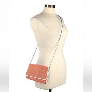 Street level Orange Clutch Crossbody Bag with Silver